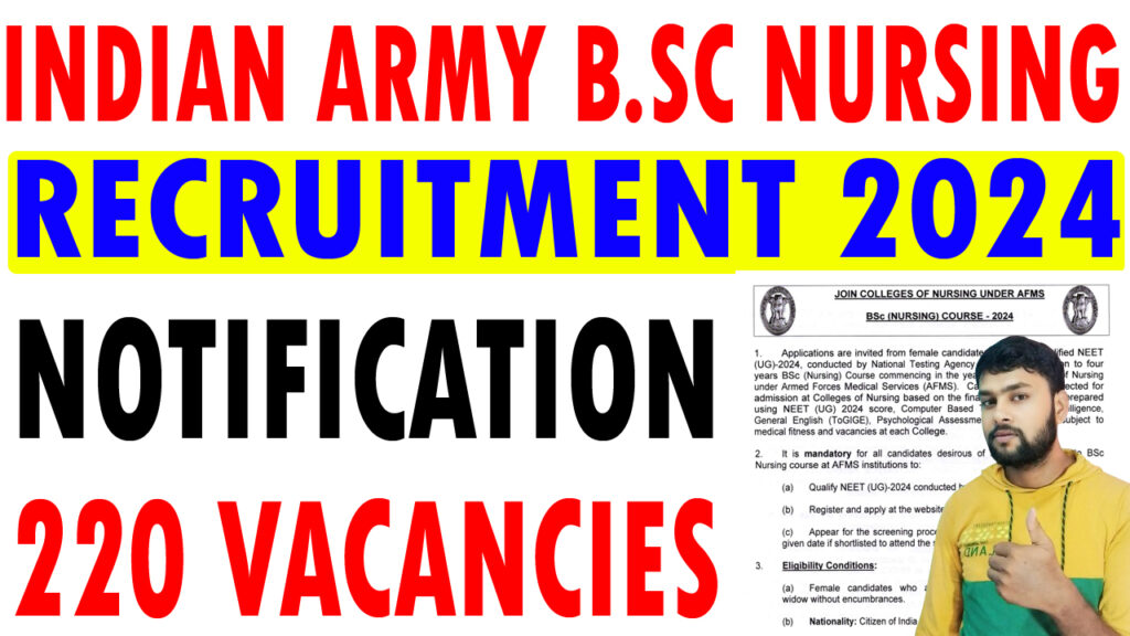 Indian Army B.sc Nursing Recruitment 2024 / नोटिफिकेशन जारी