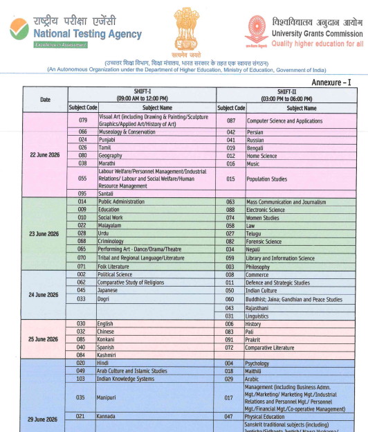 NTA UGC NET June 2026 Exam Schedule image 11