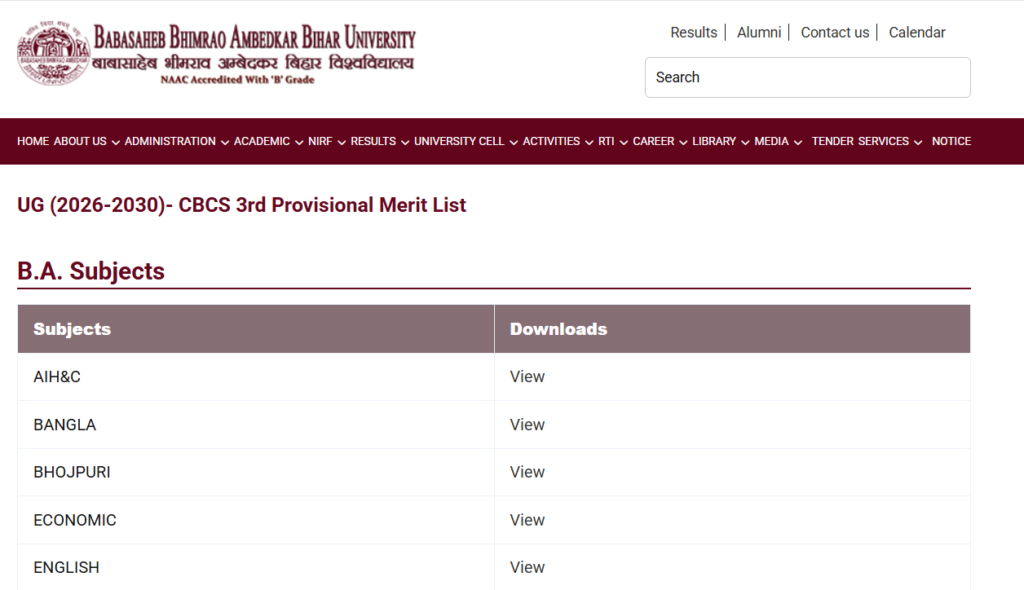BRABU UG Admission 2026-30 3rd Merit List Released image 8