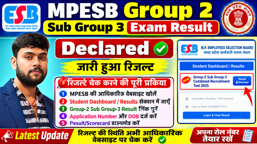 MPESB Group 2 Sub Group 3 Result 2026