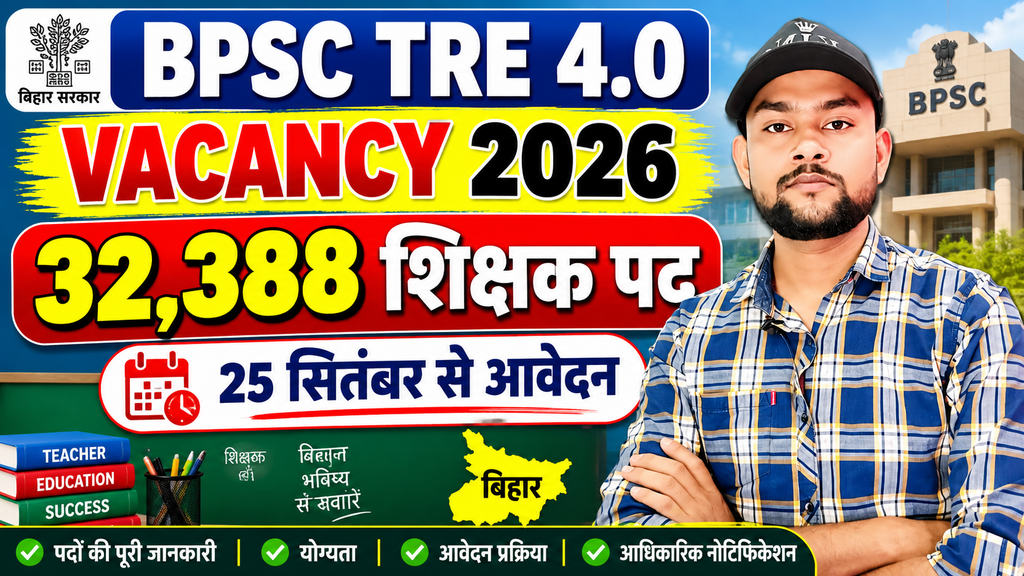 BPSC TRE 4.0 Vacancy 2026: 32,388 शिक्षक पदों पर भर्ती BPSC TRE 4.0 shikshk bhrtee 2026