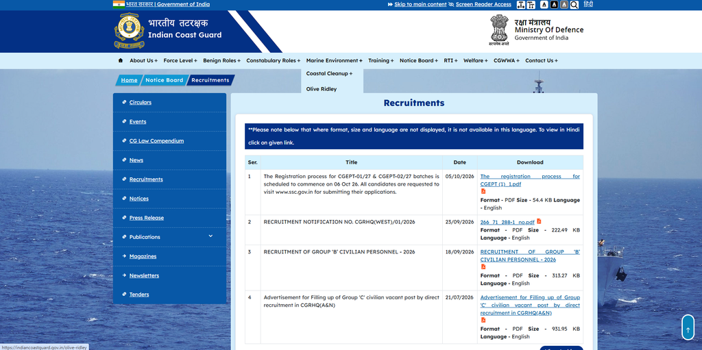 Indian Coast Guard Vacancy 2026: 365 image 18