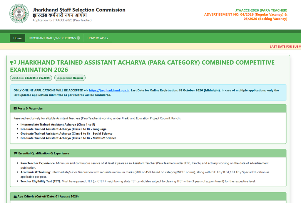 JSSC Para Teacher Vacancy 2026 image 8